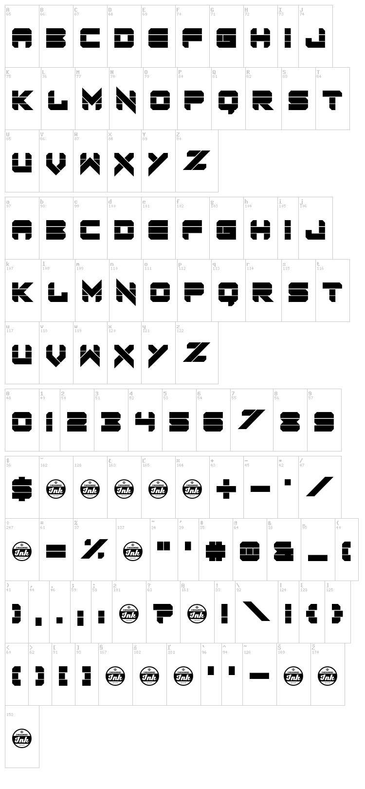 Rodent Rage font map